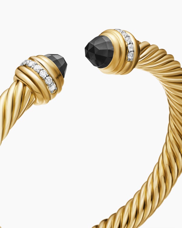 Classic Cablespira Bracelet in 18K Yellow Gold with Diamonds, 7mm