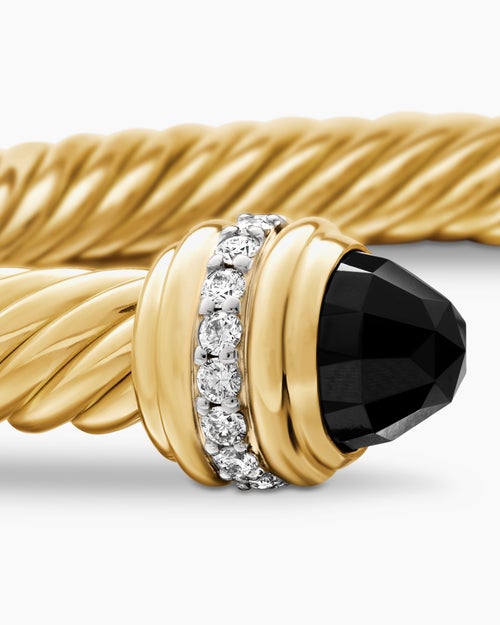 Womens Classic Cablespira Bracelet in 18K Yellow Gold with Diamonds, 7mm