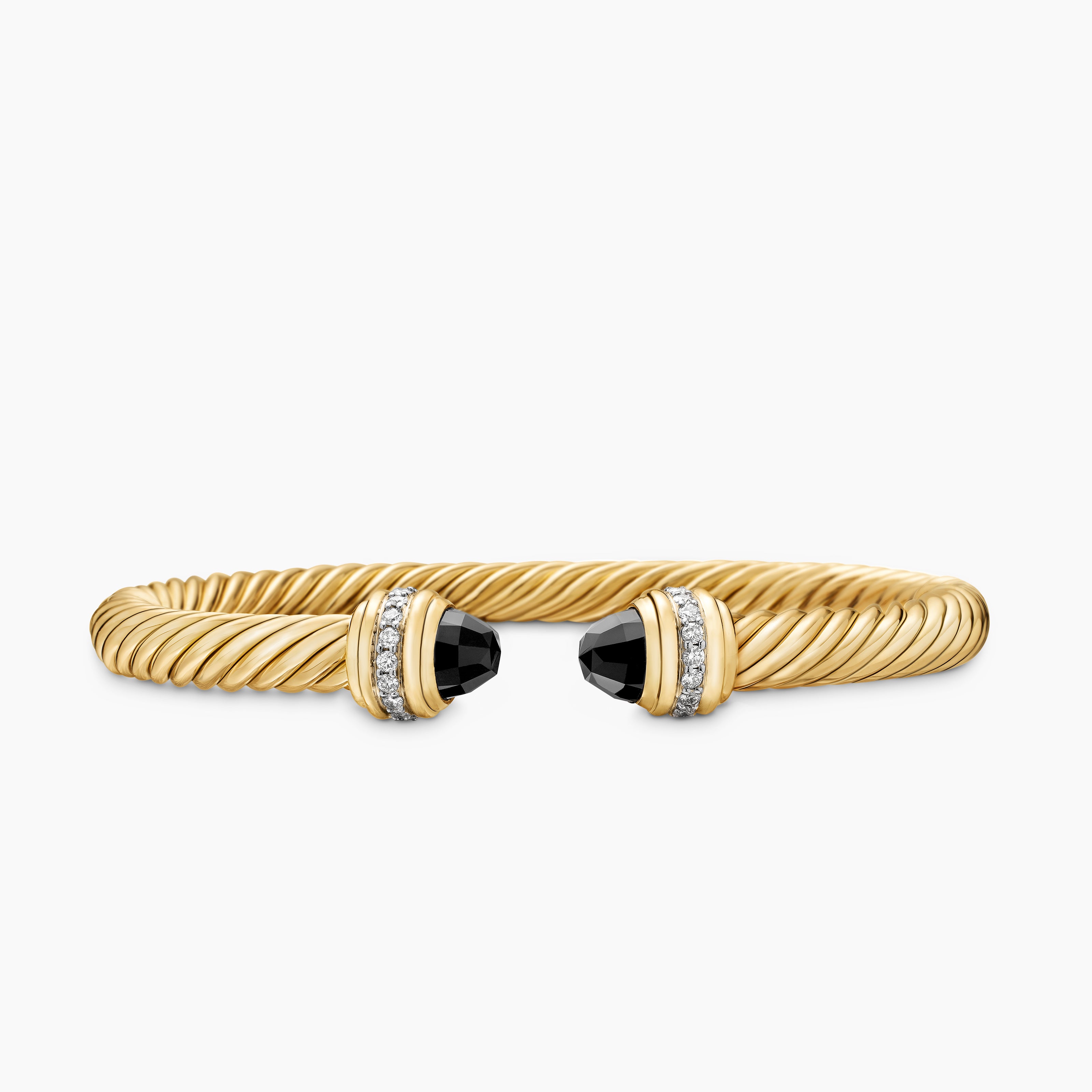 Womens Classic Cablespira Bracelet in 18K Yellow Gold with Diamonds, 7mm