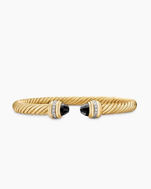 Womens Classic Cablespira Bracelet in 18K Yellow Gold with Diamonds, 7mm