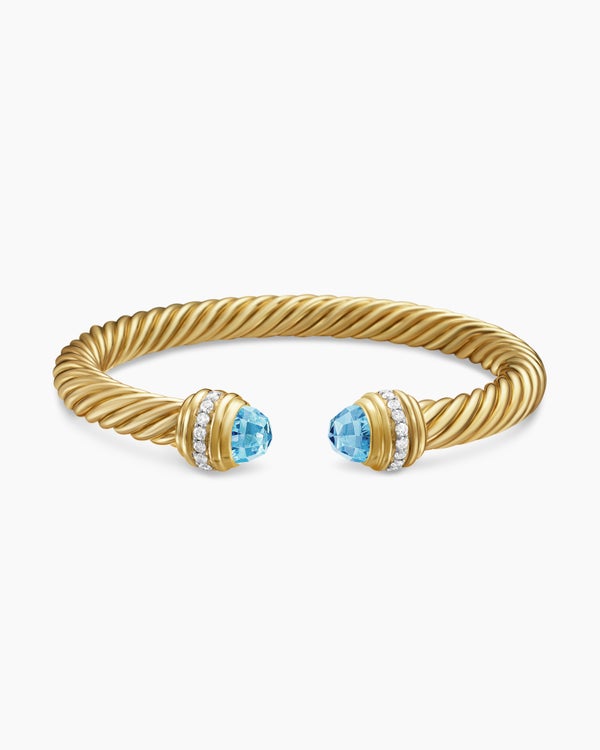 Classic Cablespira Bracelet in 18K Yellow Gold with Diamonds, 7mm