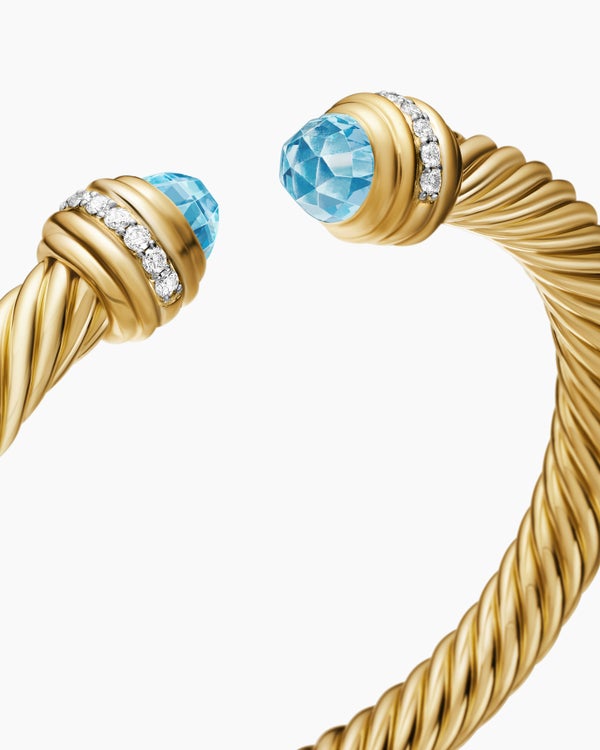 Classic Cablespira Bracelet in 18K Yellow Gold with Diamonds, 7mm