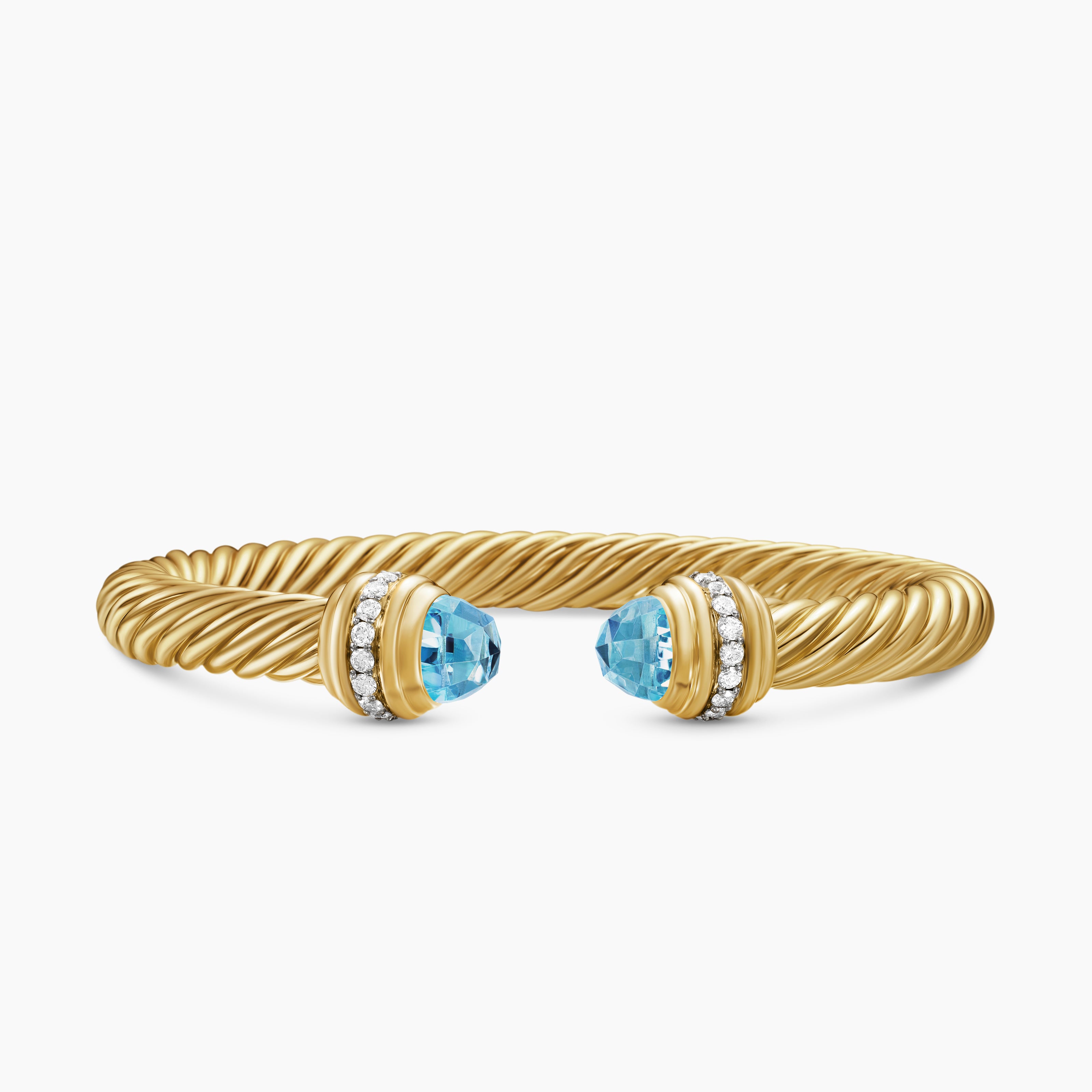 Womens Classic Cablespira Bracelet in 18K Yellow Gold with Diamonds, 7mm