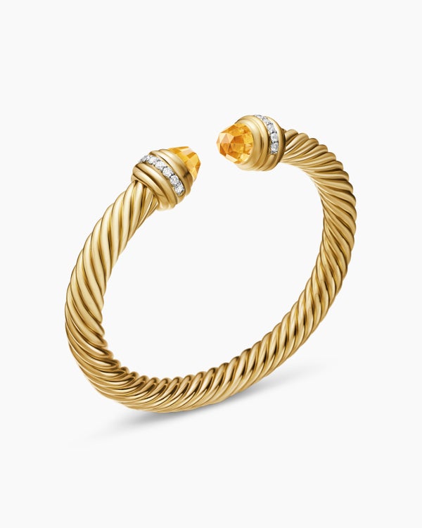 Classic Cablespira Bracelet in 18K Yellow Gold with Diamonds, 7mm