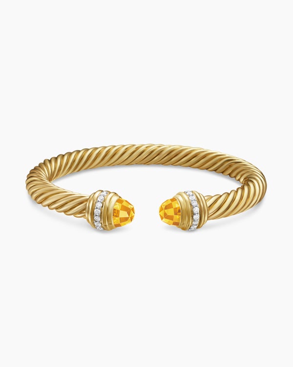 Classic Cablespira Bracelet in 18K Yellow Gold with Diamonds, 7mm