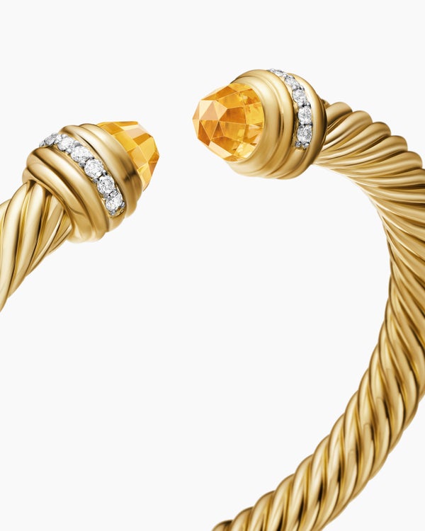 Classic Cablespira Bracelet in 18K Yellow Gold with Diamonds, 7mm