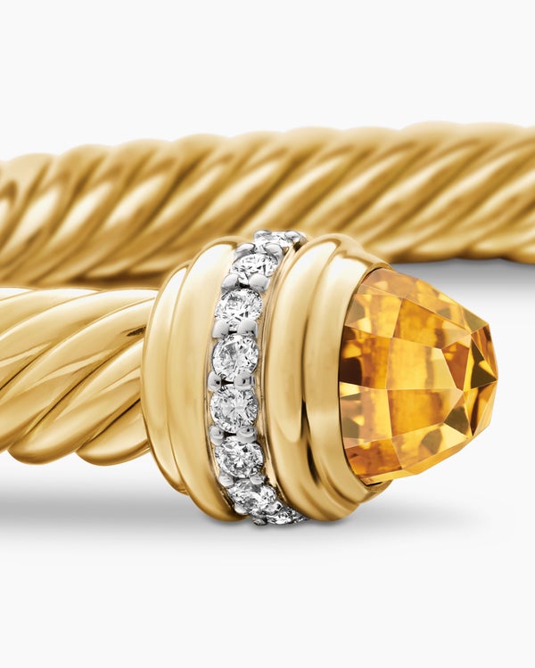 Classic Cablespira Bracelet in 18K Yellow Gold with Diamonds, 7mm