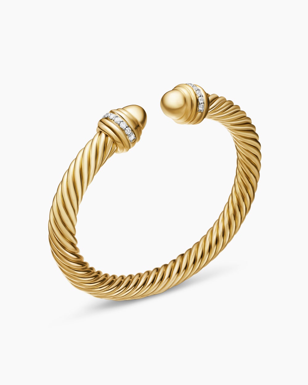 Womens Classic Cablespira Bracelet in 18K Yellow Gold with Diamonds, 7mm