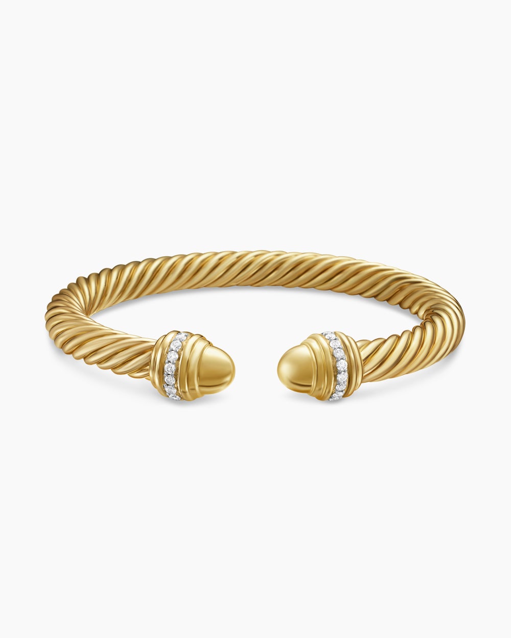 Womens Classic Cablespira Bracelet in 18K Yellow Gold with Diamonds, 7mm