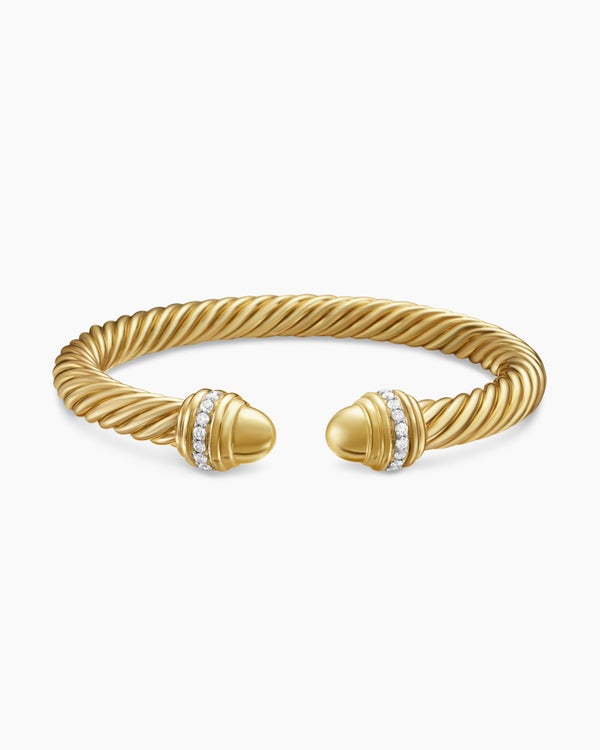 Classic Cablespira Bracelet in 18K Yellow Gold with Diamonds, 7mm