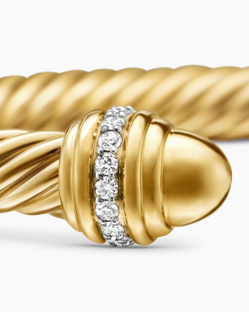 Womens Classic Cablespira Bracelet in 18K Yellow Gold with Diamonds, 7mm