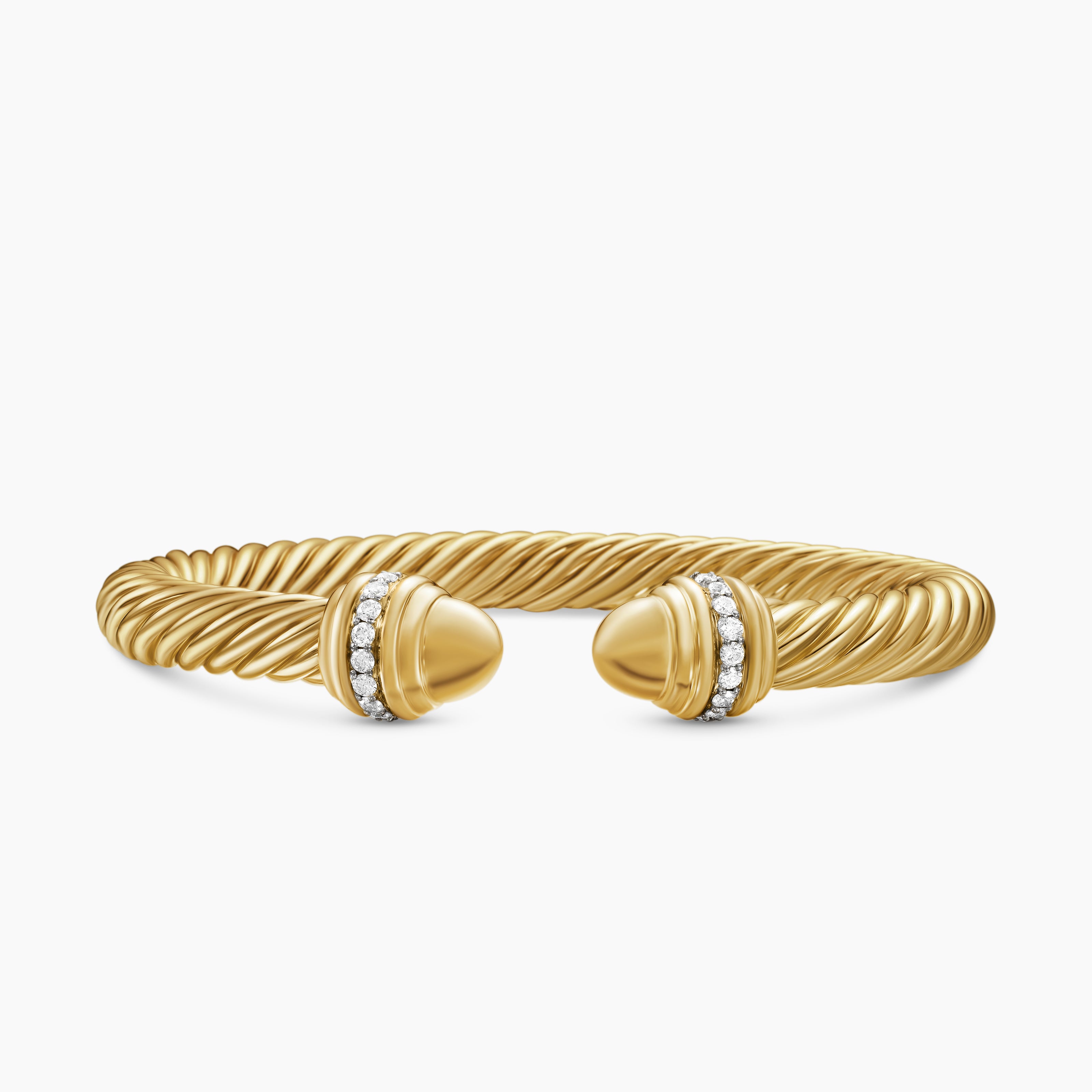 Womens Classic Cablespira Bracelet in 18K Yellow Gold with Diamonds, 7mm