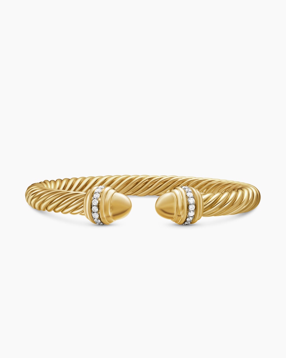Womens Classic Cablespira Bracelet in 18K Yellow Gold with Diamonds, 7mm