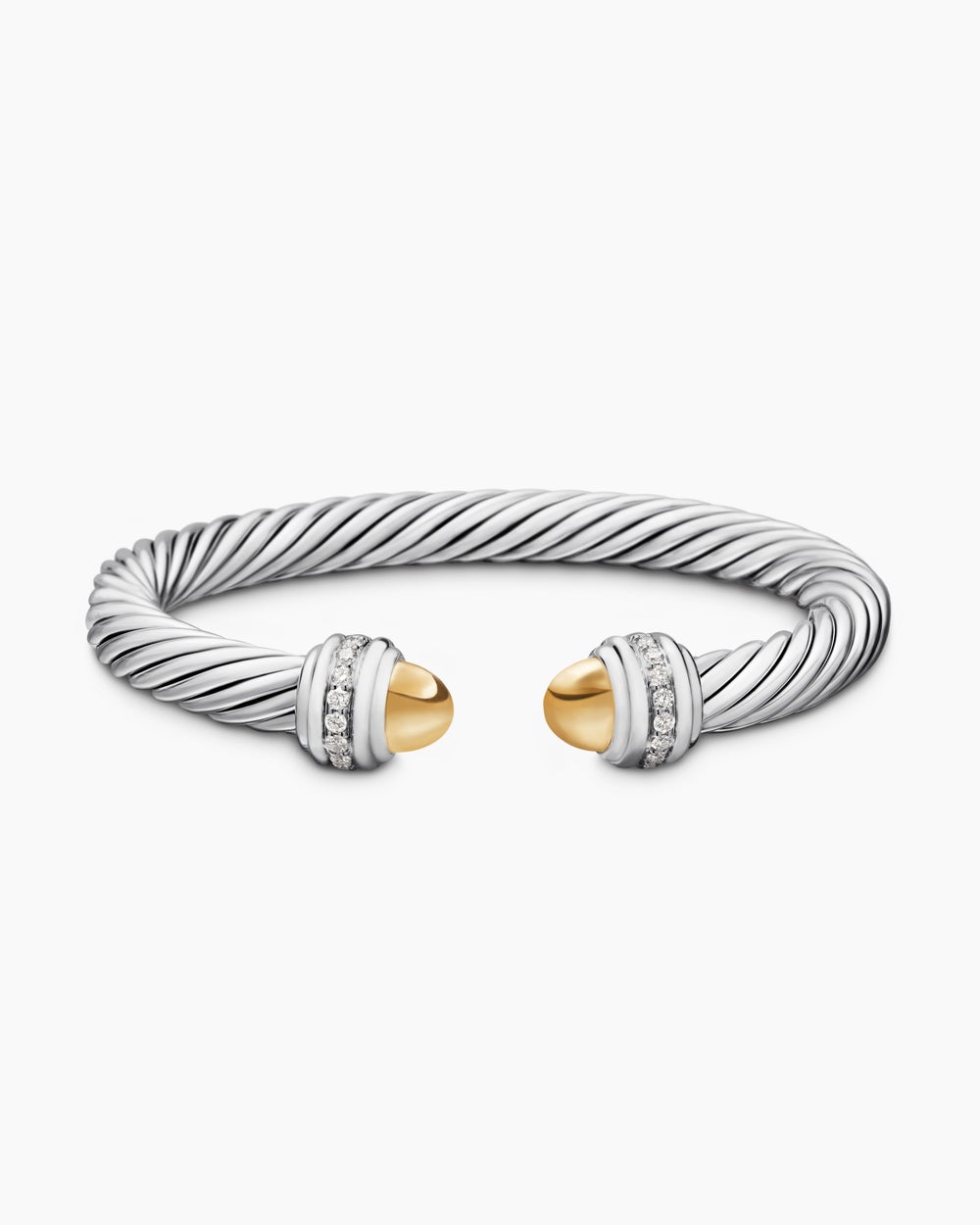 Bracelet Classic Cable en argent sterling avec or jaune 14 carats et diamants, 7 mm femmes