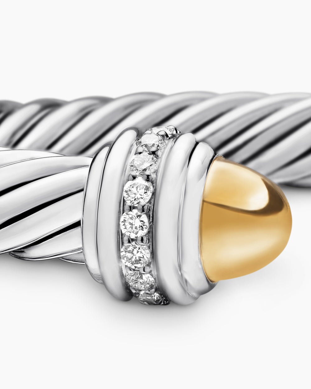 Bracelet Classic Cable en argent sterling avec or jaune 14 carats et diamants, 7 mm femmes