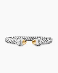 Classic Cable Bracelet in Sterling Silver with 14K Yellow Gold and Blue Topaz, 7mm