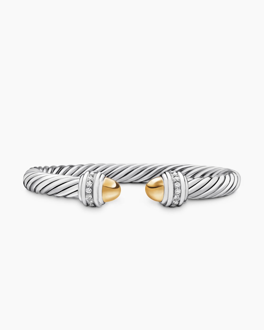 Bracelet Classic Cable en argent sterling avec or jaune 14 carats et diamants, 7 mm femmes