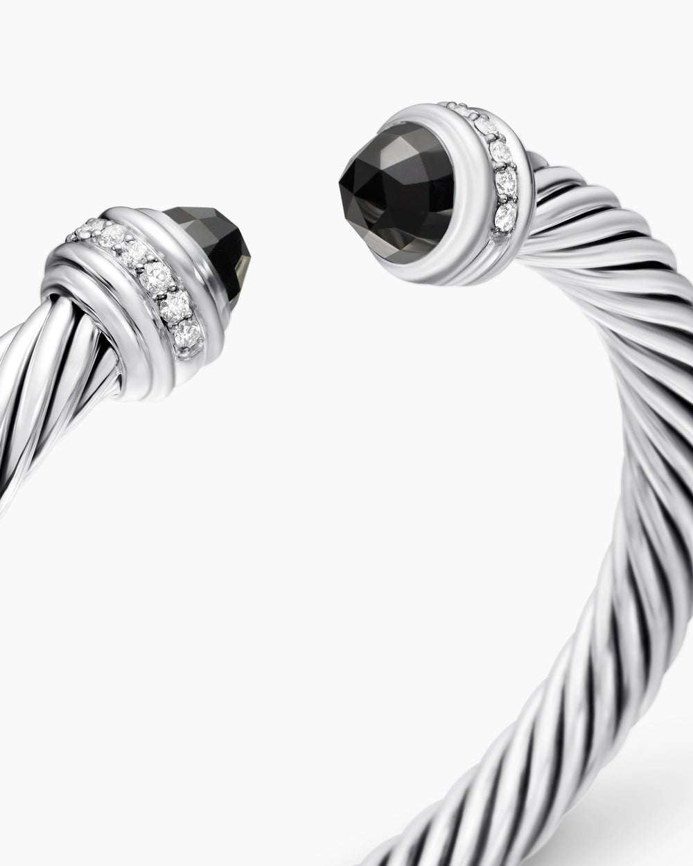 Womens Classic Cable Bracelet in Sterling Silver with Diamonds, 7mm