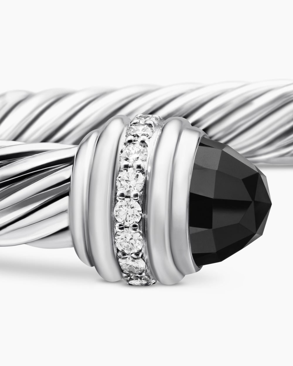 Womens Classic Cable Bracelet in Sterling Silver with Diamonds, 7mm