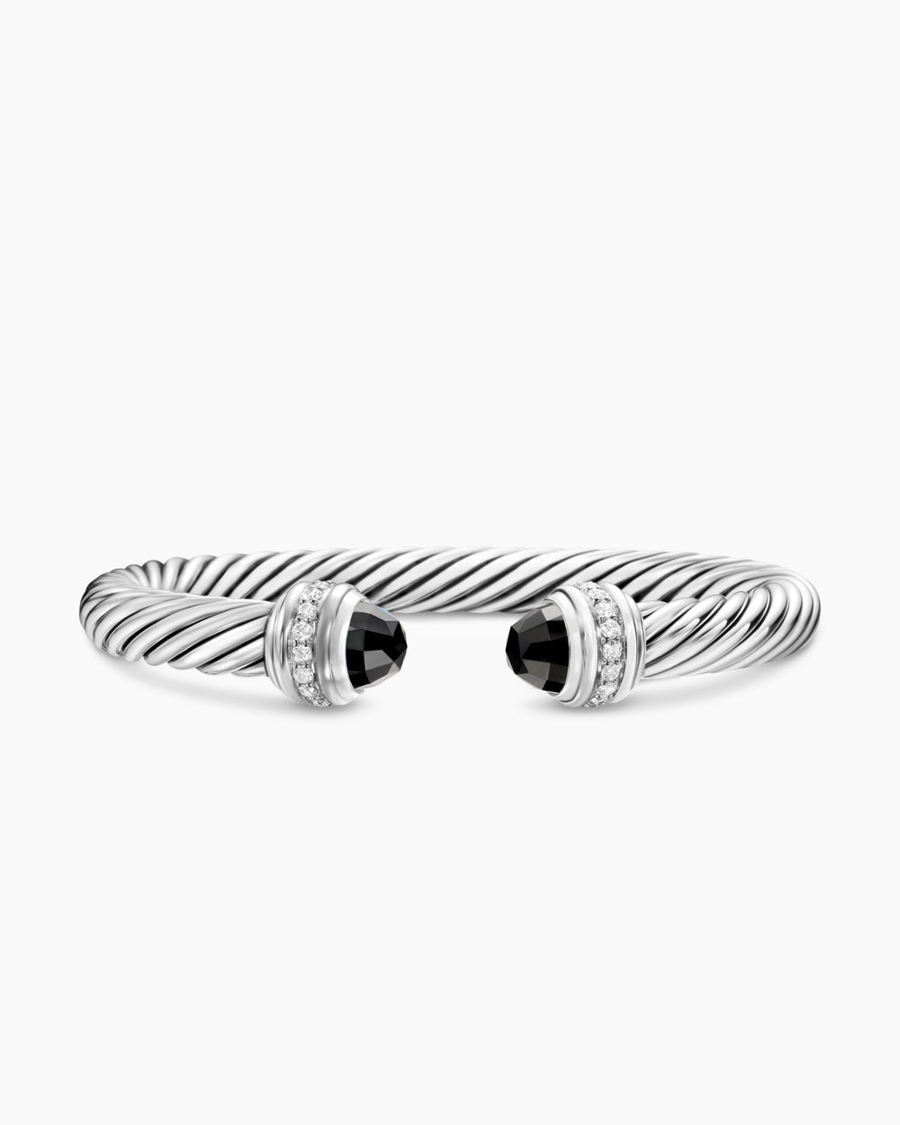 Womens Classic Cable Bracelet in Sterling Silver with Diamonds, 7mm