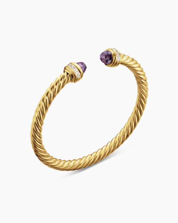 Classic Cablespira Bracelet in 18K Yellow Gold with Diamonds, 5mm