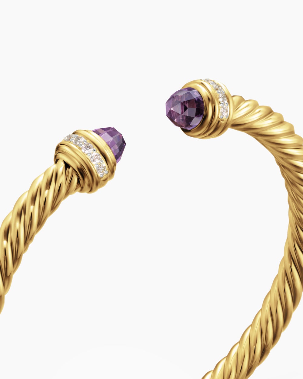 Womens Classic Cablespira Bracelet in 18K Yellow Gold with Diamonds, 5mm