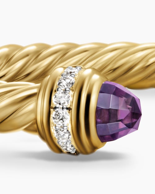 Womens Classic Cablespira Bracelet in 18K Yellow Gold with Diamonds, 5mm