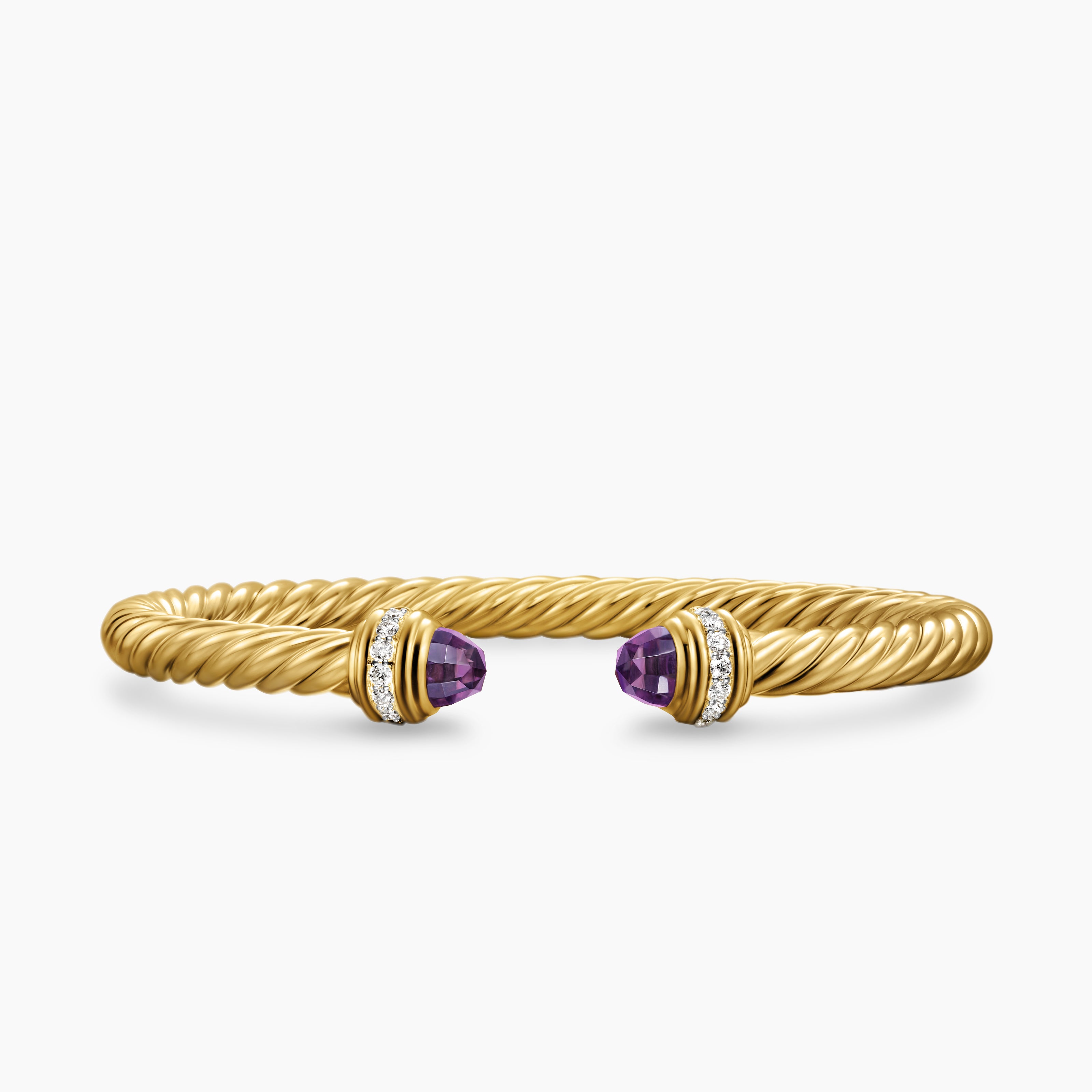 Womens Classic Cablespira Bracelet in 18K Yellow Gold with Diamonds, 5mm