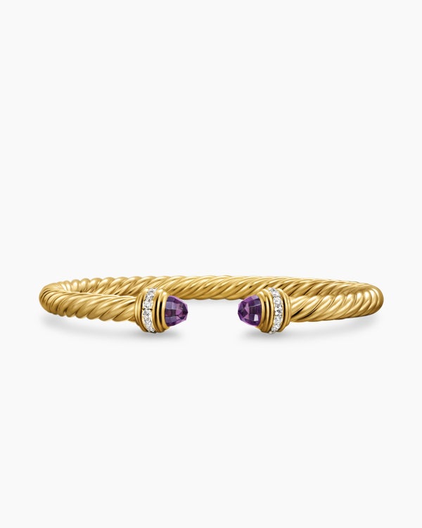 Classic Cablespira Bracelet in 18K Yellow Gold with Diamonds, 5mm