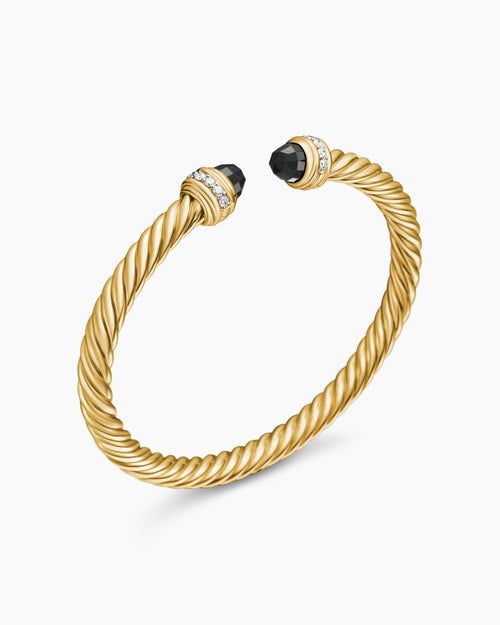 Womens Classic Cablespira Bracelet in 18ct Yellow Gold with Diamonds, 5mm