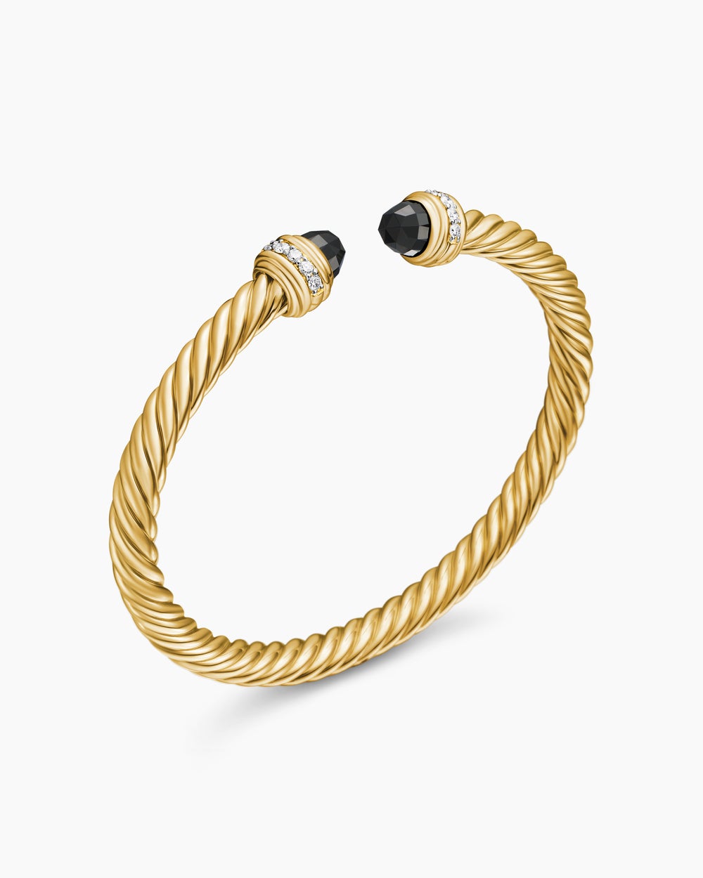 Womens Classic Cablespira® Bracelet in 18K Yellow Gold with Black Onyx and Diamonds, 5mm