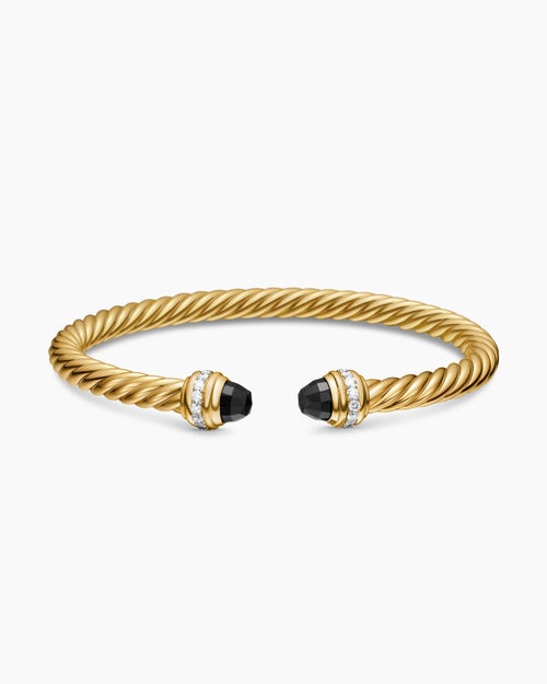 Womens Classic Cablespira Bracelet in 18ct Yellow Gold with Diamonds, 5mm