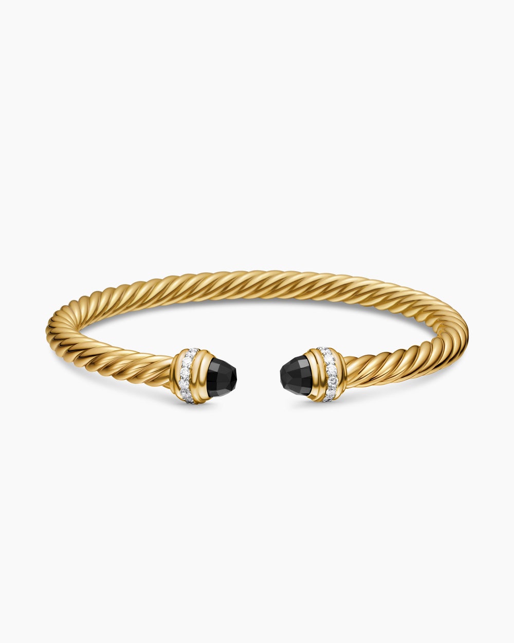 Womens Classic Cablespira® Bracelet in 18K Yellow Gold with Black Onyx and Diamonds, 5mm