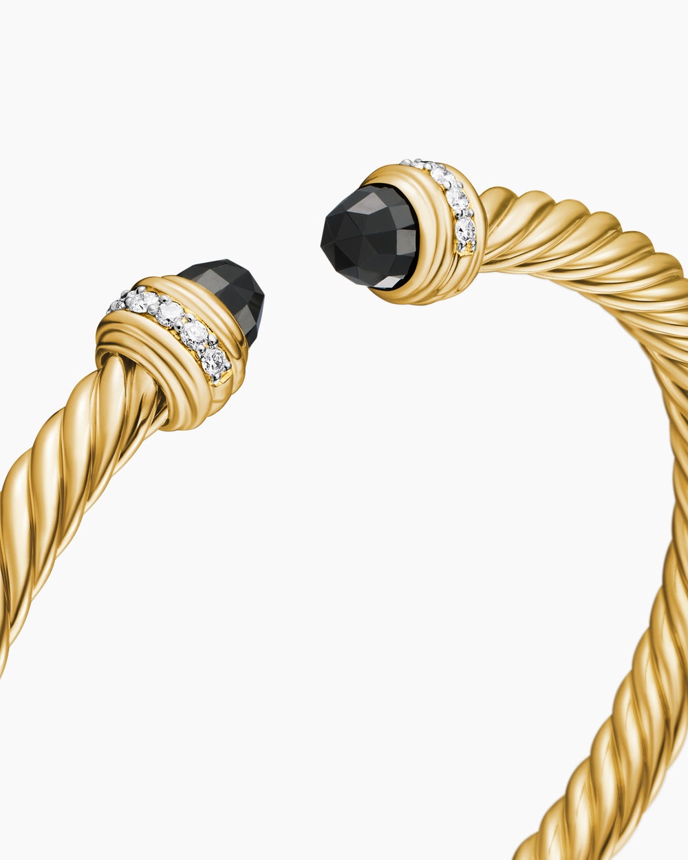 Womens Classic Cablespira® Bracelet in 18K Yellow Gold with Black Onyx and Diamonds, 5mm