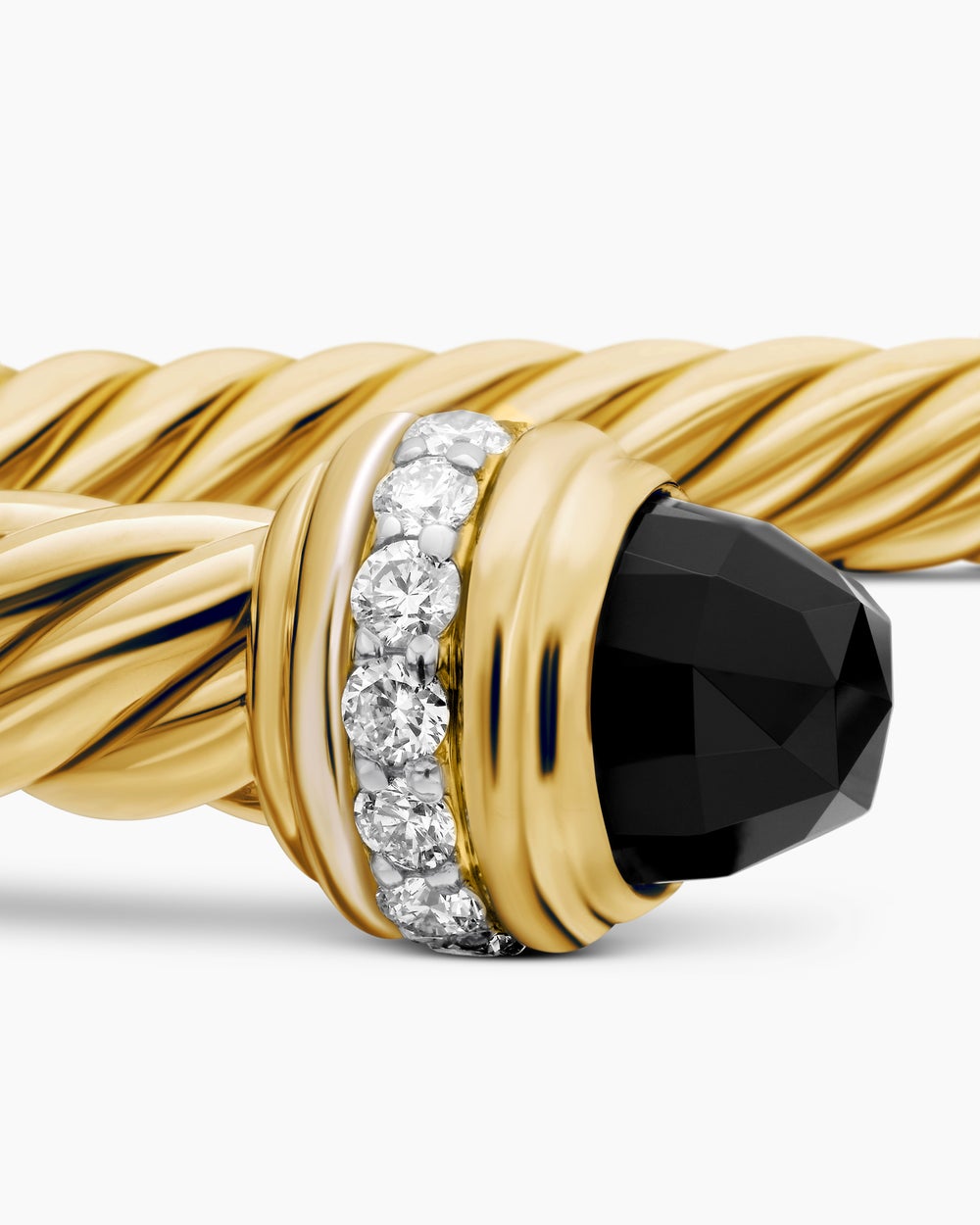Womens Classic Cablespira® Bracelet in 18K Yellow Gold with Black Onyx and Diamonds, 5mm