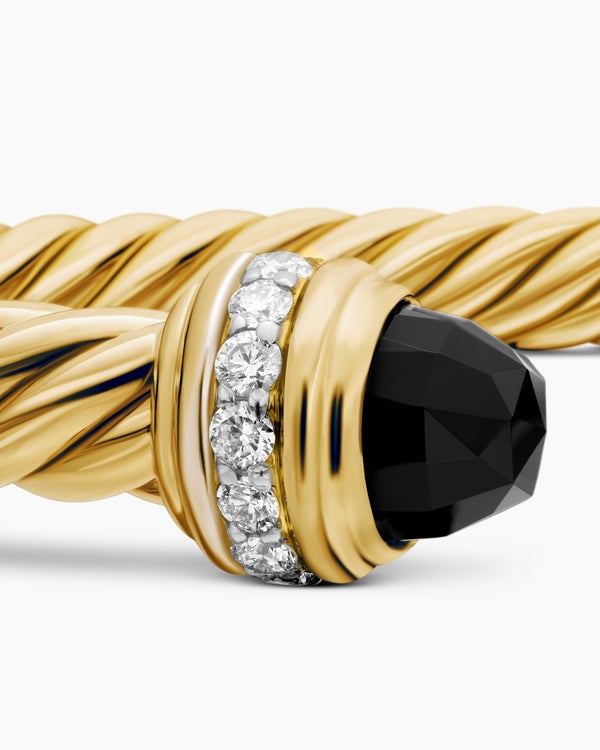 Classic Cablespira Bracelet in 18K Yellow Gold with Diamonds, 5mm