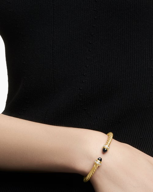Womens Classic Cablespira Bracelet in 18ct Yellow Gold with Diamonds, 5mm