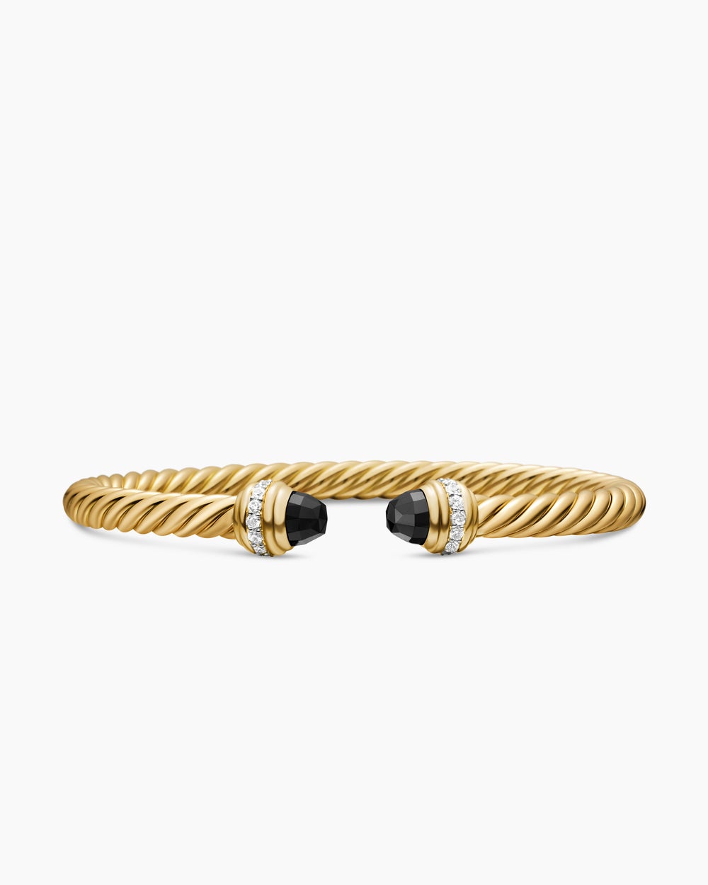 Womens Classic Cablespira® Bracelet in 18K Yellow Gold with Black Onyx and Diamonds, 5mm