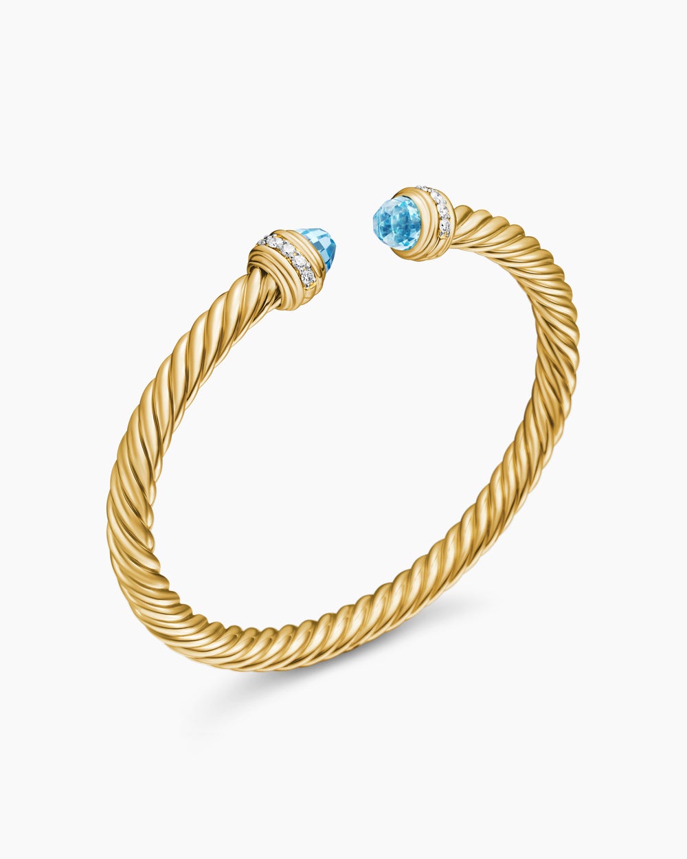 Womens Classic Cablespira Bracelet in 18K Yellow Gold with Diamonds, 5mm