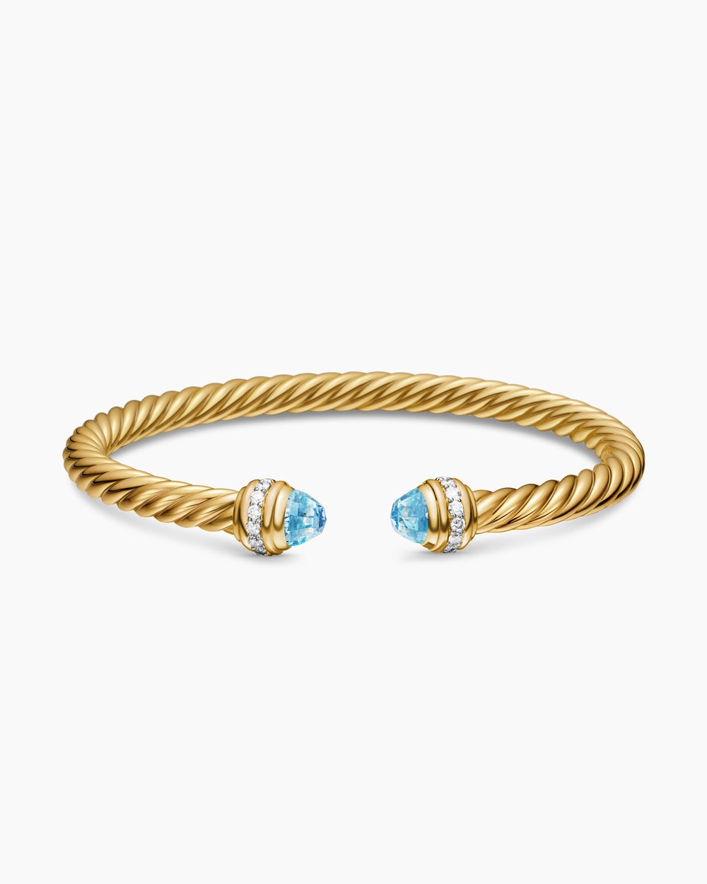 Womens Classic Cablespira Bracelet in 18K Yellow Gold with Diamonds, 5mm