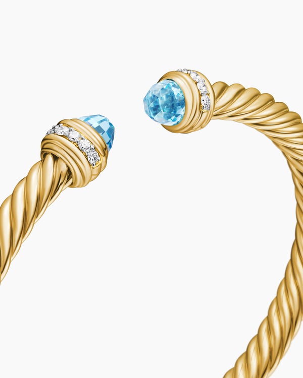 Classic Cablespira Bracelet in 18K Yellow Gold with Diamonds, 5mm