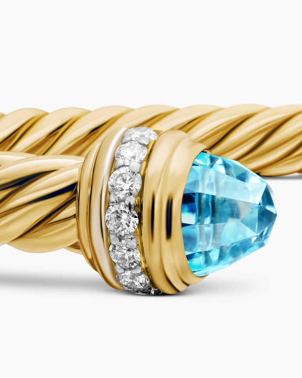 Womens Classic Cablespira Bracelet in 18K Yellow Gold with Diamonds, 5mm
