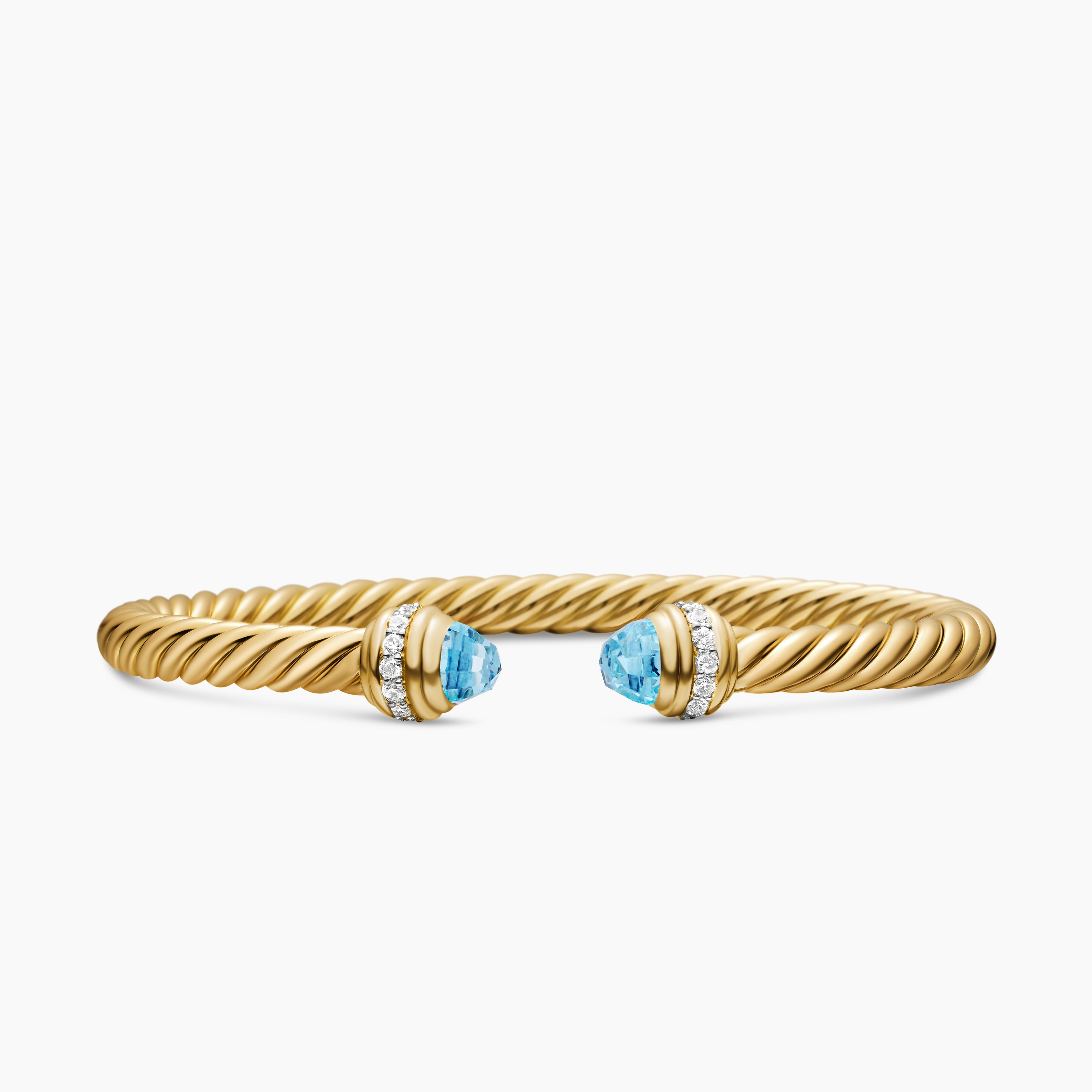 Womens Classic Cablespira Bracelet in 18K Yellow Gold with Diamonds, 5mm