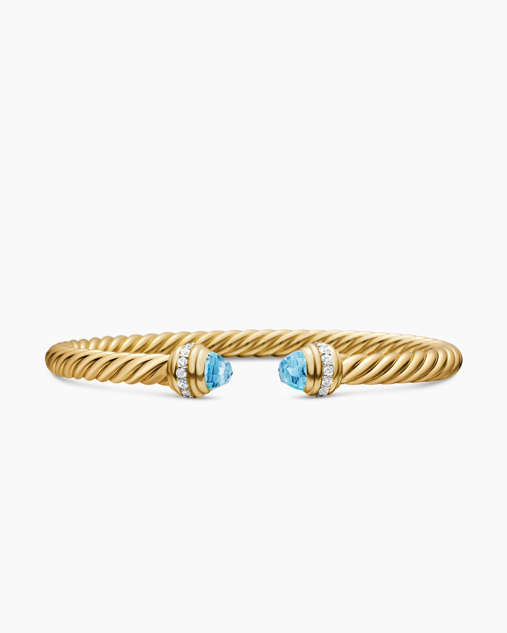 Womens Classic Cablespira Bracelet in 18K Yellow Gold with Diamonds, 5mm