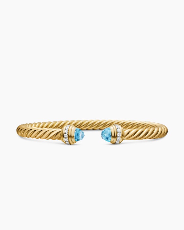Classic Cablespira Bracelet in 18K Yellow Gold with Diamonds, 5mm