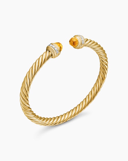 Womens Classic Cablespira Bracelet in 18ct Yellow Gold with Diamonds, 5mm
