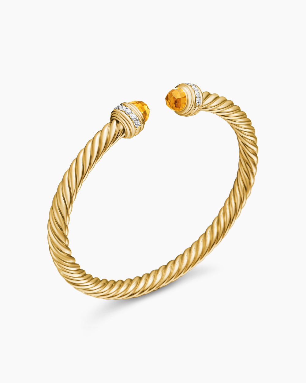 Womens Classic Cablespira Bracelet in 18K Yellow Gold with Diamonds, 5mm