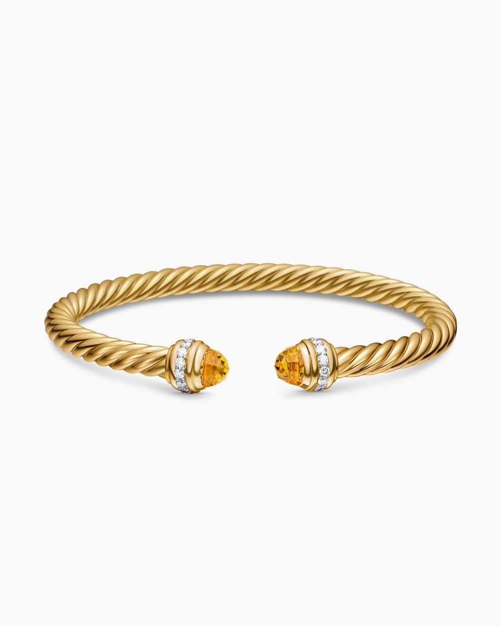 Womens Classic Cablespira Bracelet in 18K Yellow Gold with Diamonds, 5mm