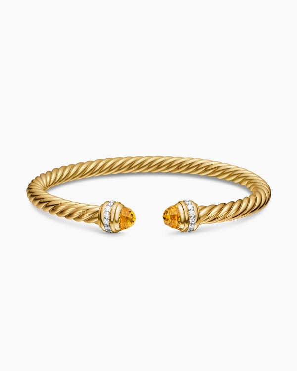 Classic Cablespira Bracelet in 18K Yellow Gold with Diamonds, 5mm