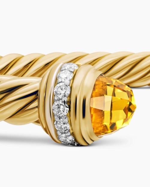 Womens Classic Cablespira Bracelet in 18ct Yellow Gold with Diamonds, 5mm